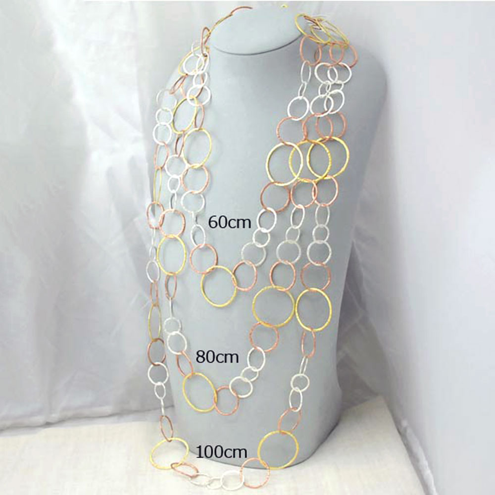シルバー925  トリプルカラーラウンド チェーンネックレス 60ｃｍ 80ｃｍ 100ｃｍ