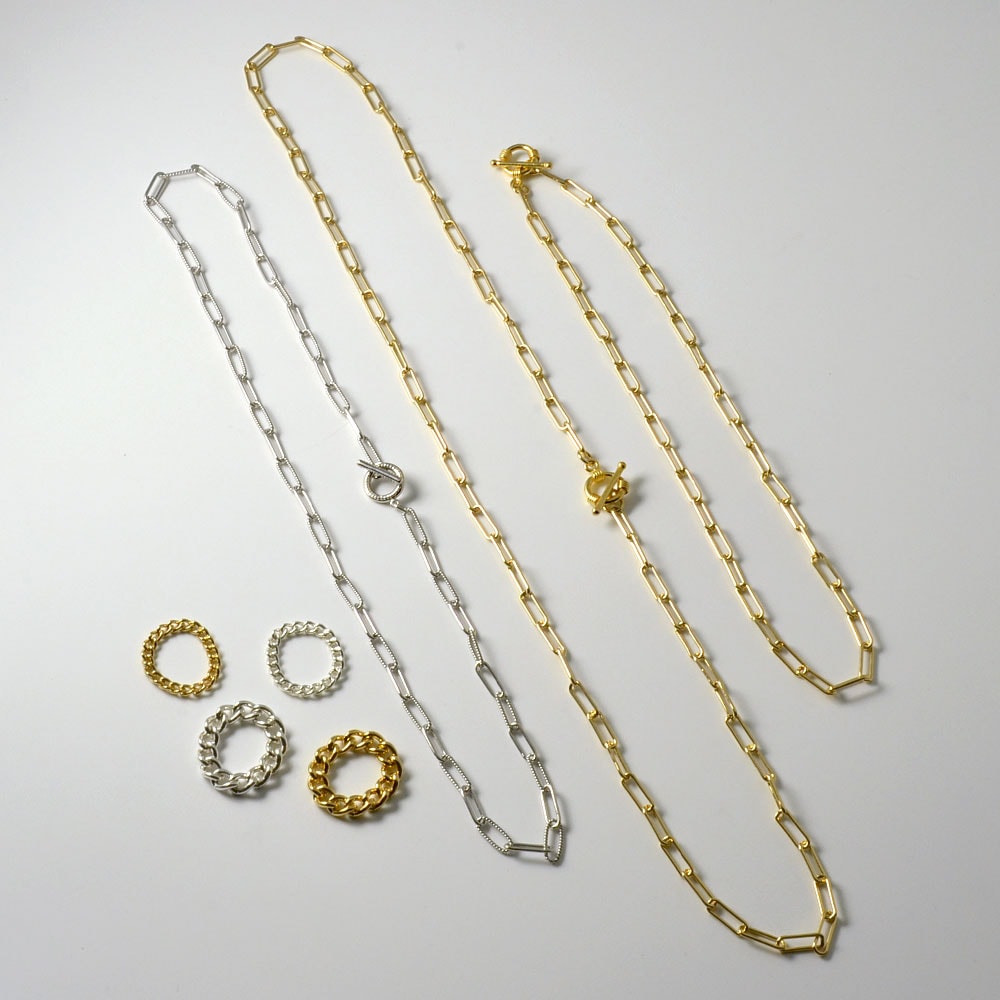 重ねづけの強い味方･地金シリーズ！SV925(ゴールドカラー) クリップチェーン