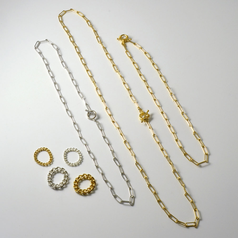 重ねづけの強い味方･地金シリーズ！SV925 デザインクリップロングチェーン