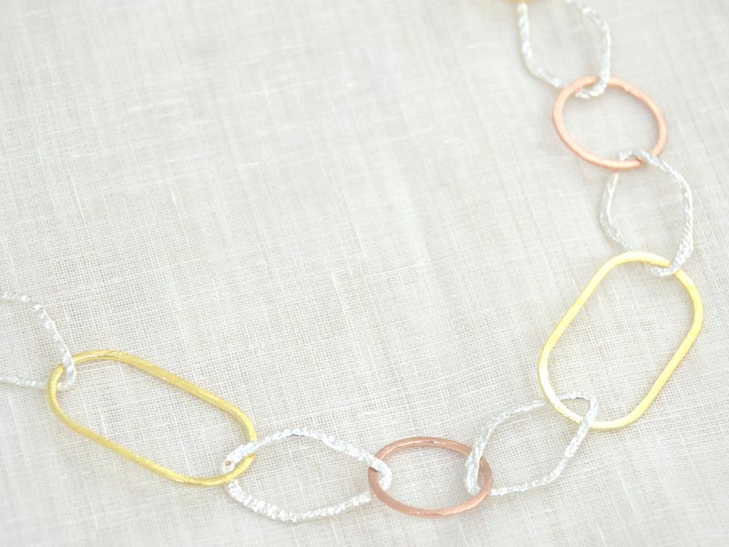 シルバー925  トリプルカラーミックス チェーンネックレス 60ｃｍ 80ｃｍ 100ｃｍ