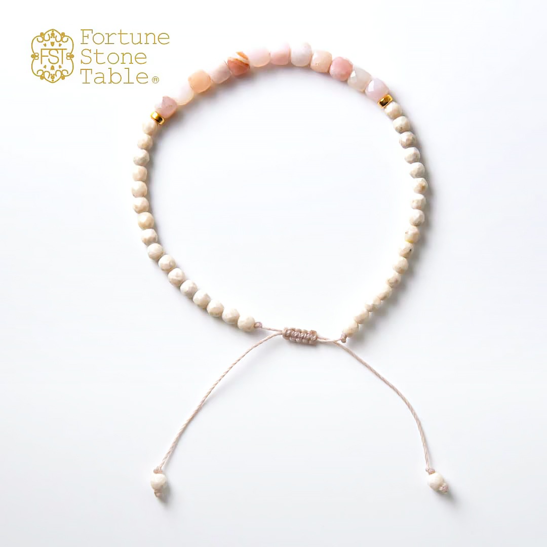 TWOtone stones ブレスレット ピンクオパール×リバーストーン【Fortune Stone Table】