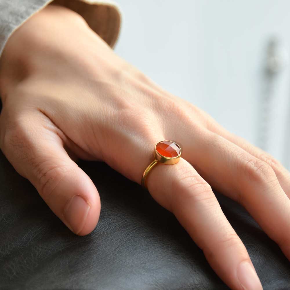 SVストーンベゼルリング カーネリアン【Fortune Stone Table】