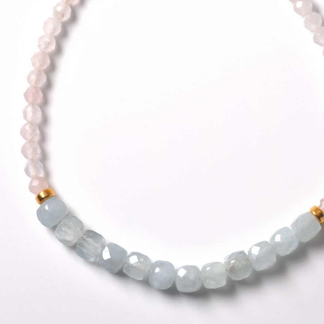 TWOtone stones ブレスレット　アクアマリン×ローズクォーツ【Fortune Stone Table】