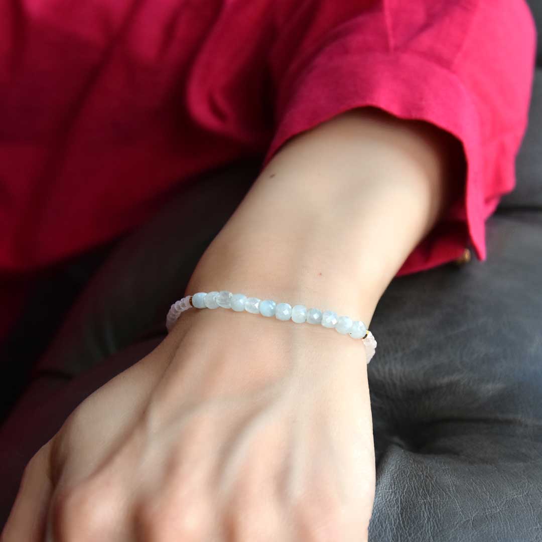 TWOtone stones ブレスレット　アクアマリン×ローズクォーツ【Fortune Stone Table】