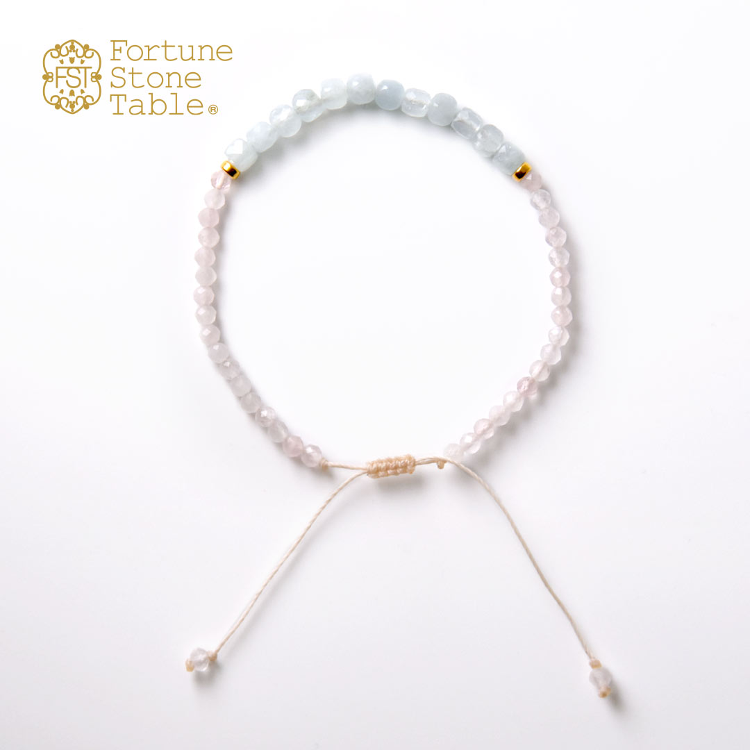 TWOtone stones ブレスレット　アクアマリン×ローズクォーツ【Fortune Stone Table】