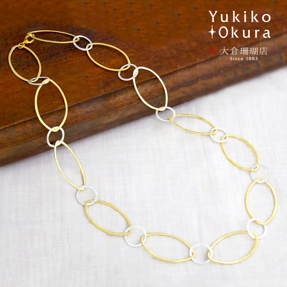 シルバー925 コンビカラー マーキス チェーンネックレス 60cm 80cm 100cm