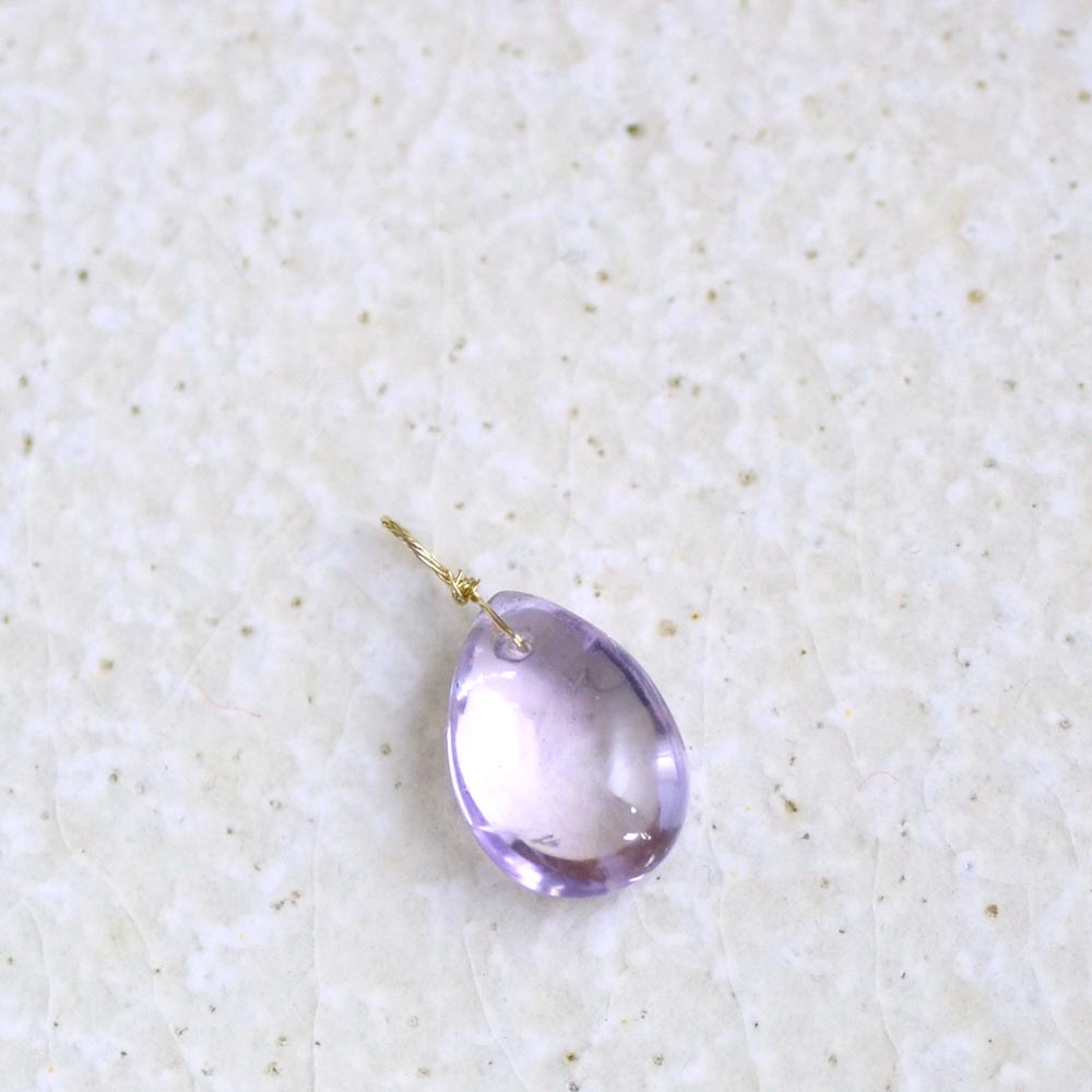 K10 ピンククォーツ フラットドロップ チャーム