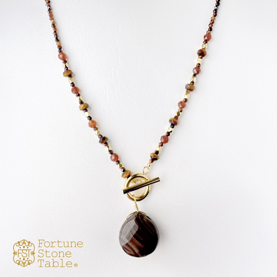 カラーで選ぶペンダントネックレス（茶）チョコレートアゲート【Fortune Stone Table】
