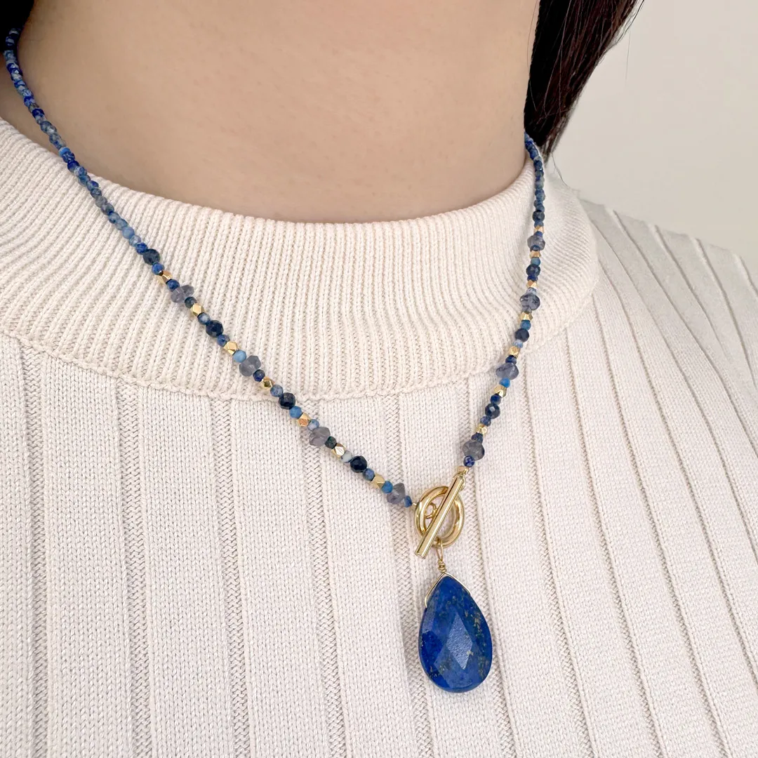 カラーで選ぶペンダントネックレス（濃青）ラピスラズリ【Fortune Stone Table】