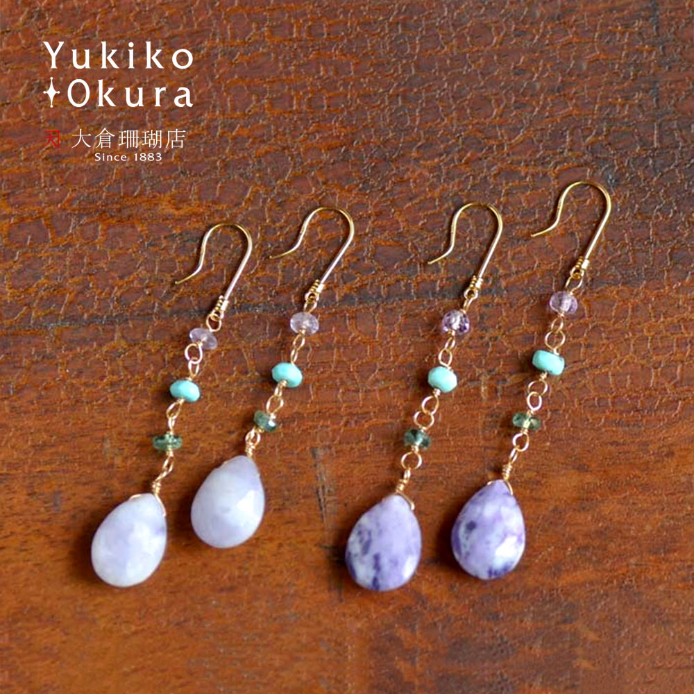 K18オパールロングピアス