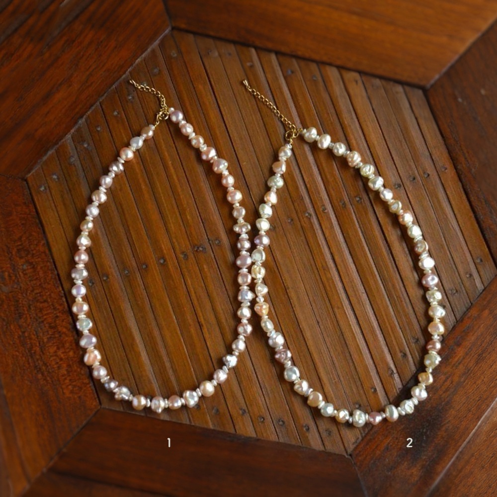 淡水ケシパール ミックスカラー ショートネックレス
