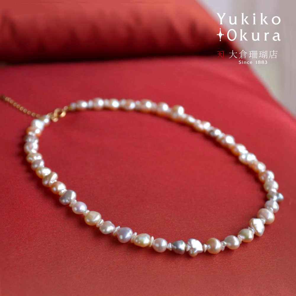 淡水ケシパール ミックスカラー ショートネックレス
