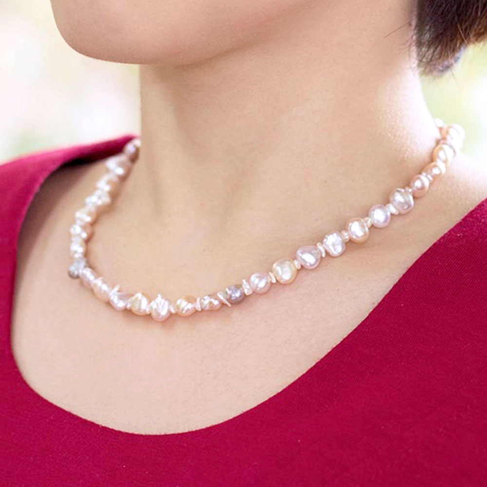 淡水ケシパール ミックスカラー ショートネックレス