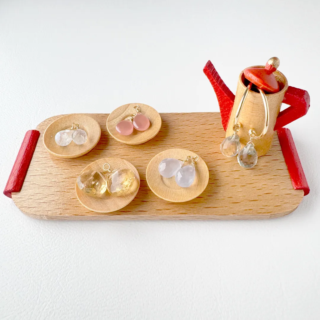 1点限り!K18 カラーストーン 5days チャーム ピアス