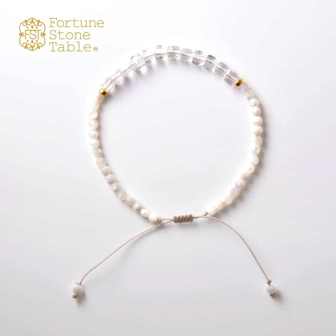 TWOtone stones ブレスレット　水晶×白蝶貝【Fortune Stone Table】