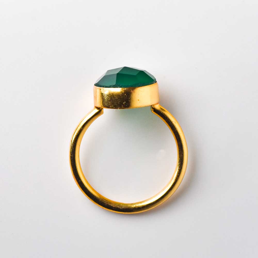 SVストーンベゼルリング　グリーンアゲイト【Fortune Stone Table】