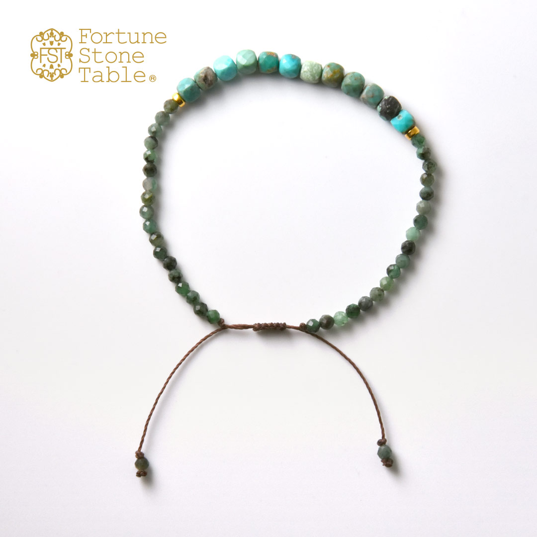 TWOtone stones ブレスレット ターコイズ×エメラルド【Fortune Stone Table】