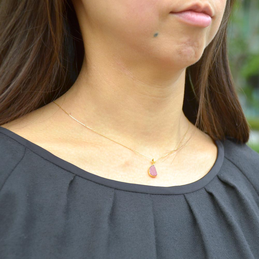 一点のみ!シルバー925 ピンクトルマリン リーフ ペンダントトップ