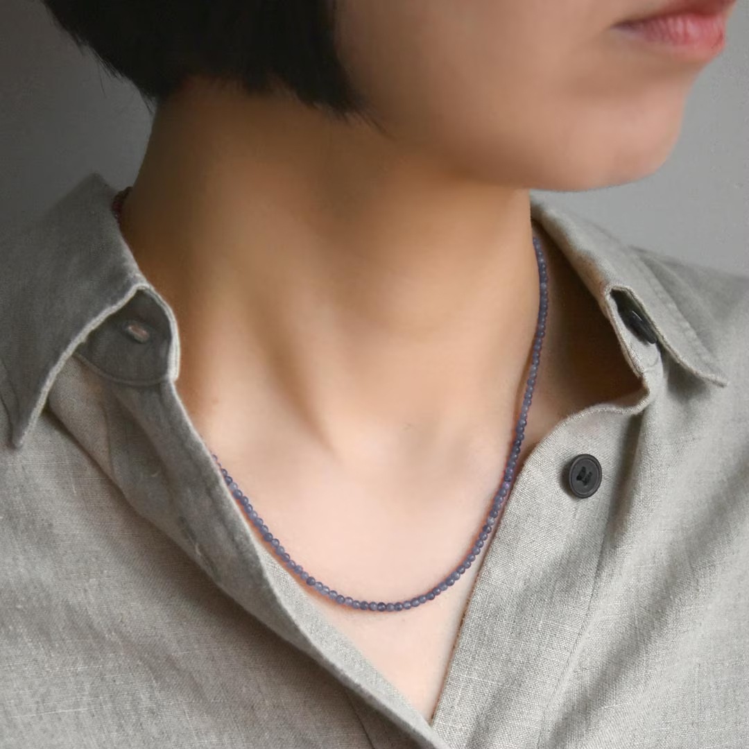 カラーで選ぶラウンドネックレス (2mm)　アイオライト【Fortune Stone Table】