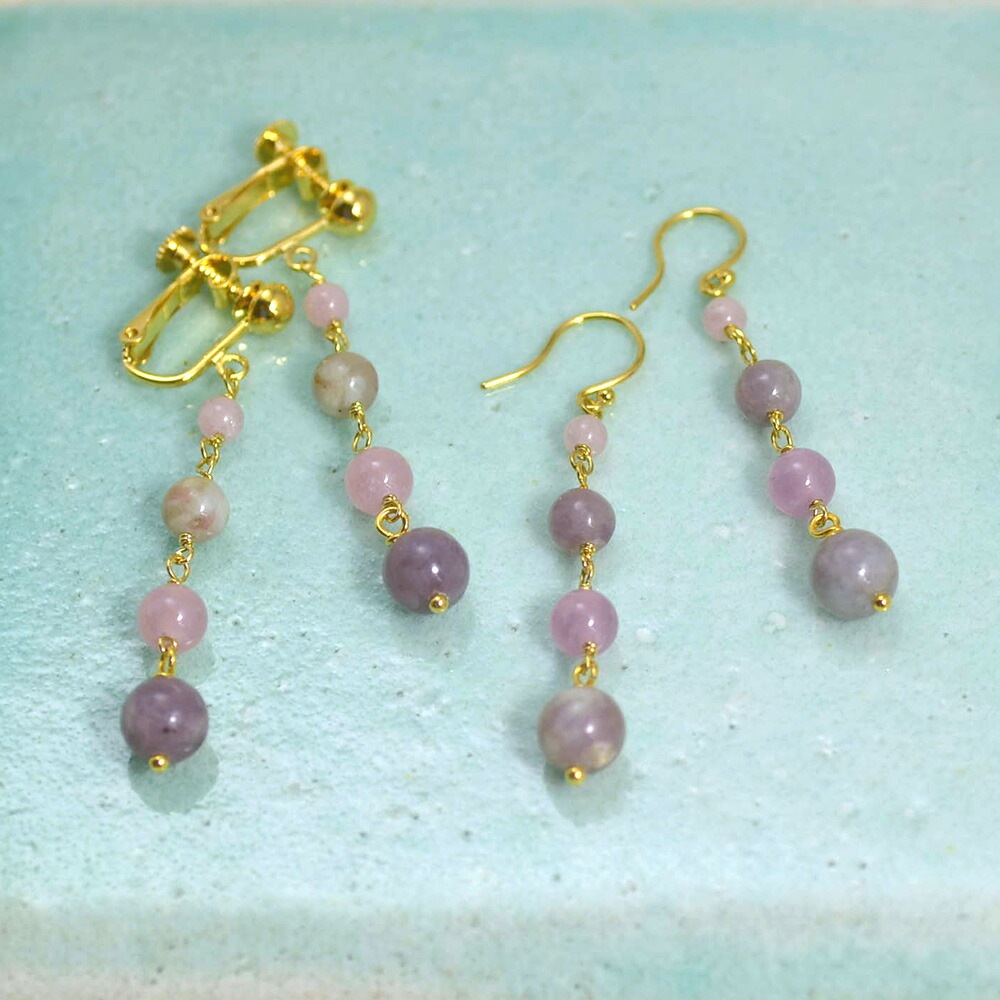 レピドライト ロング イヤリング ピアス
