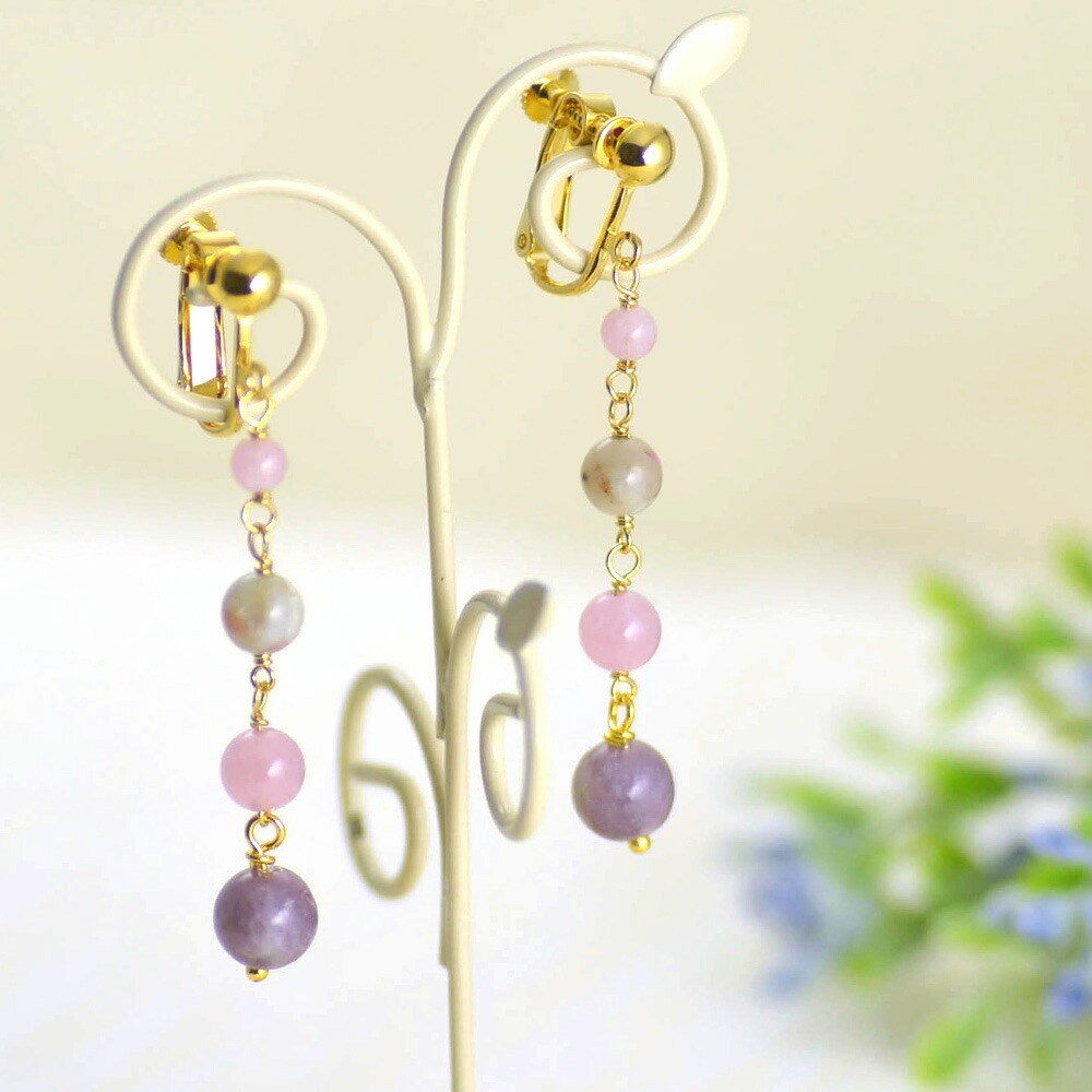 レピドライト ロング イヤリング ピアス