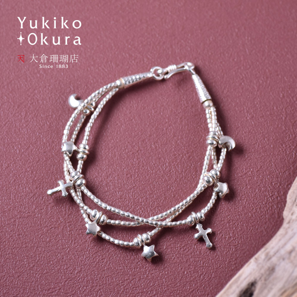 SV925 月 星 クロス 3連ブレスレット