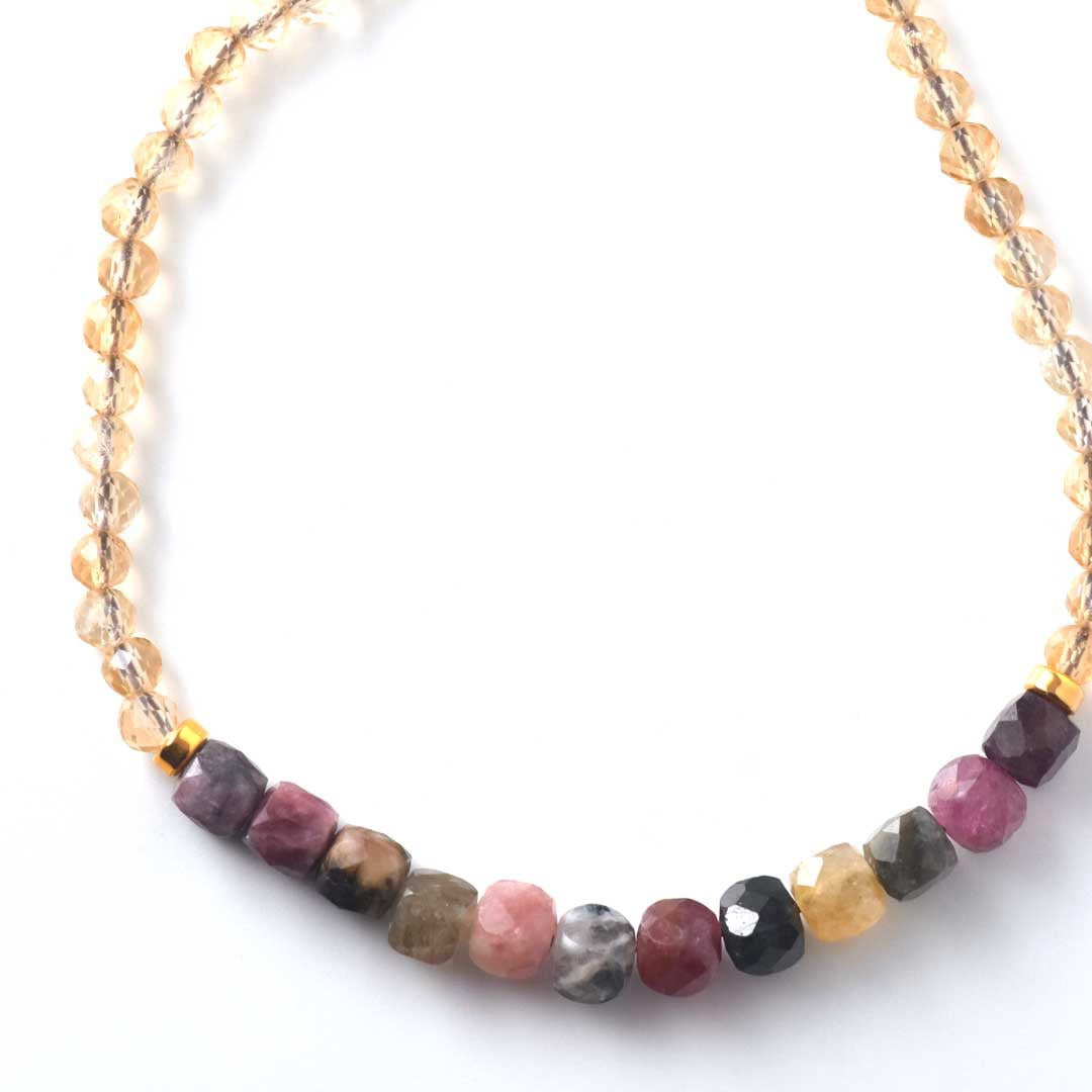 TWOtone stones ブレスレット マルチトルマリン×シトリン【Fortune Stone Table】