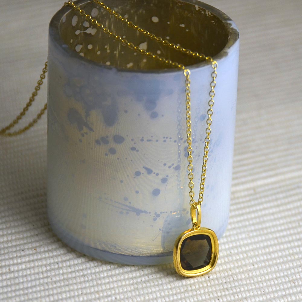 SV925 スモーキークォーツ キュービックジルコニア ペンダントトップ