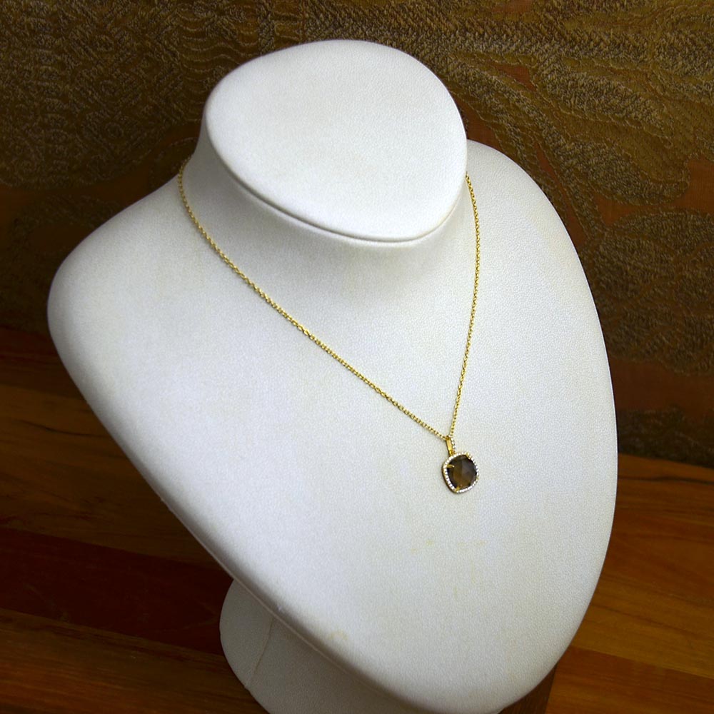 SV925 スモーキークォーツ キュービックジルコニア ペンダントトップ