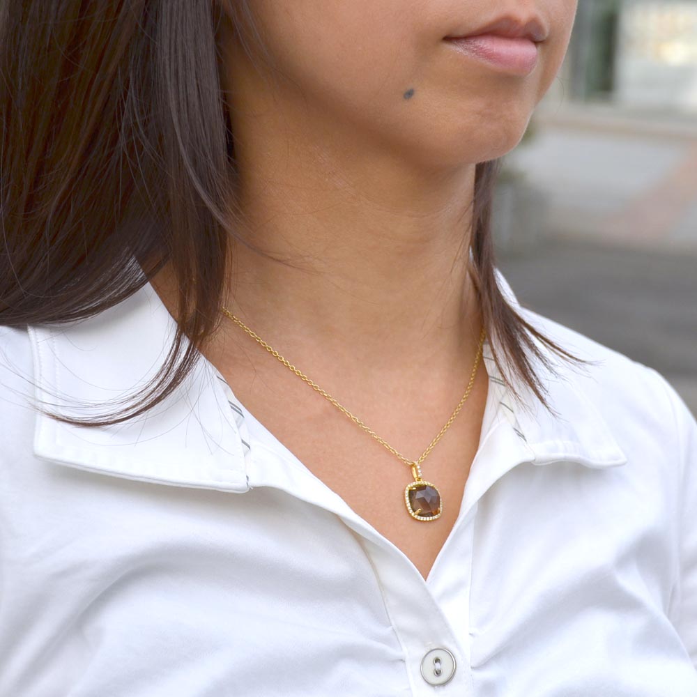 SV925 スモーキークォーツ キュービックジルコニア ペンダントトップ