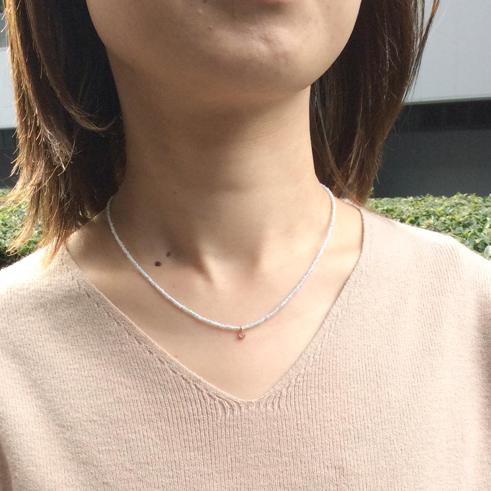 K18 オパール グリーン 淡水 パール ネックレス