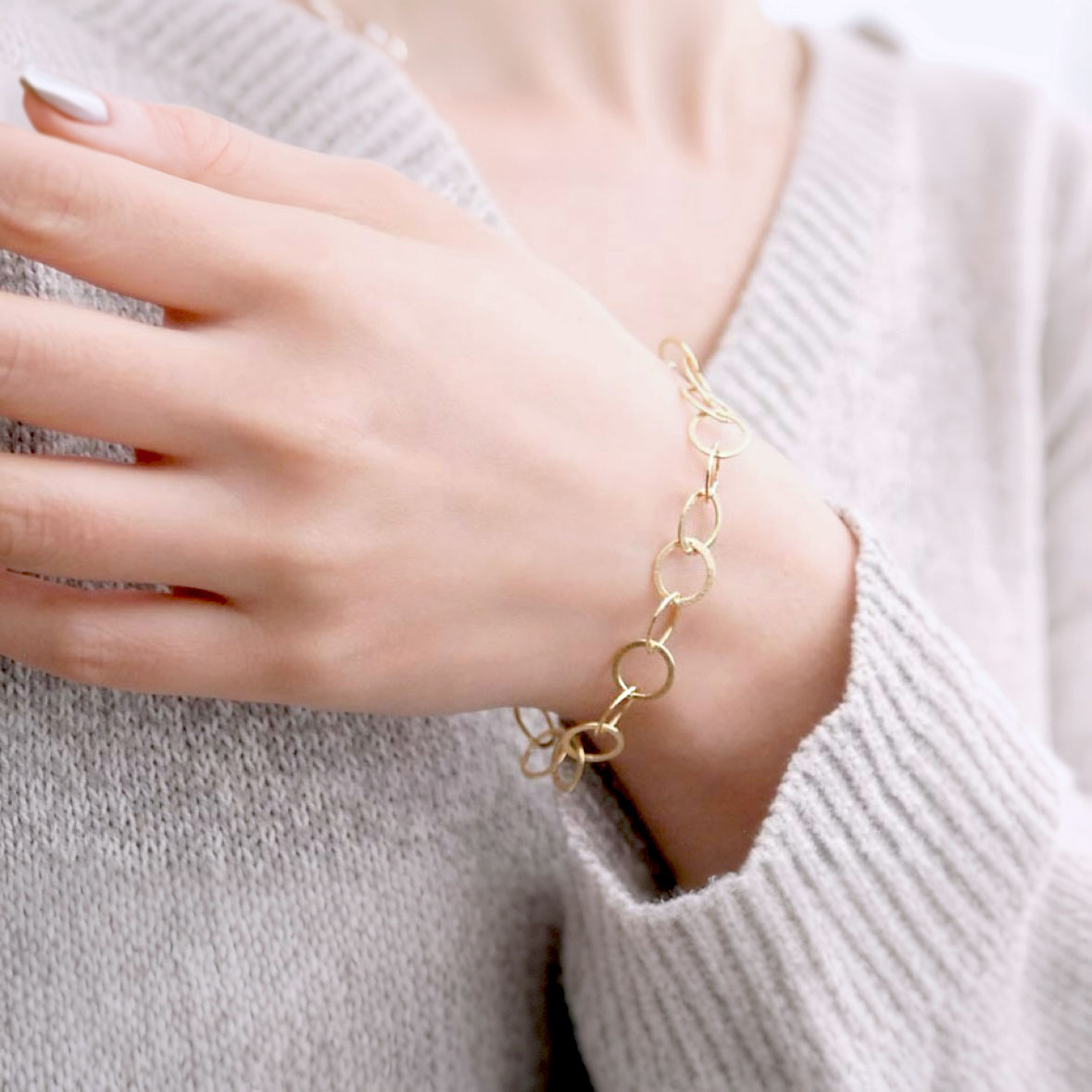 SV ゴールドカラー オーバルチェーンブレスレット