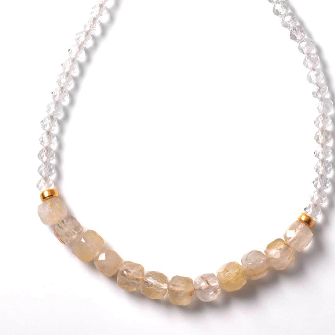 TWOtone stones ブレスレット ルチルクォーツ×ホワイトトパーズ【Fortune Stone Table】