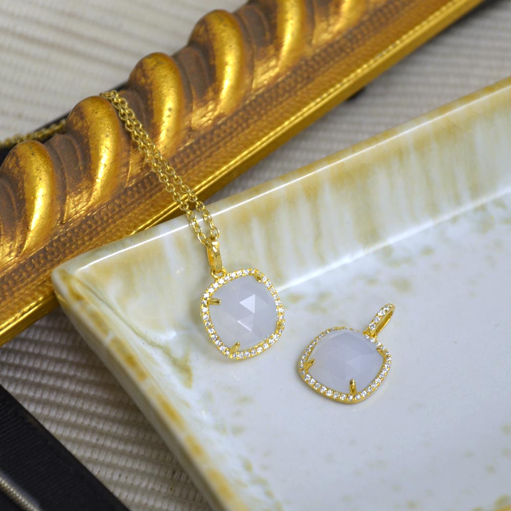 SV925 ブルーカルセドニー キュービックジルコニア ペンダントトップ