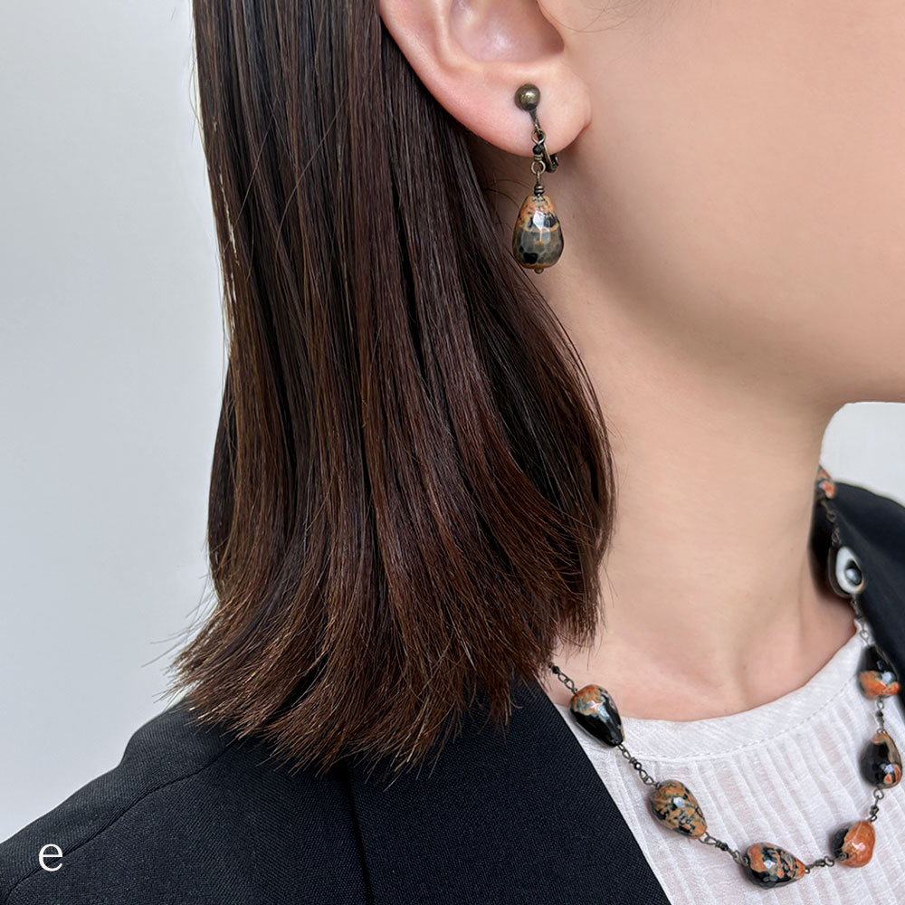 アゲイト ブラックスピネル イヤリング ピアス