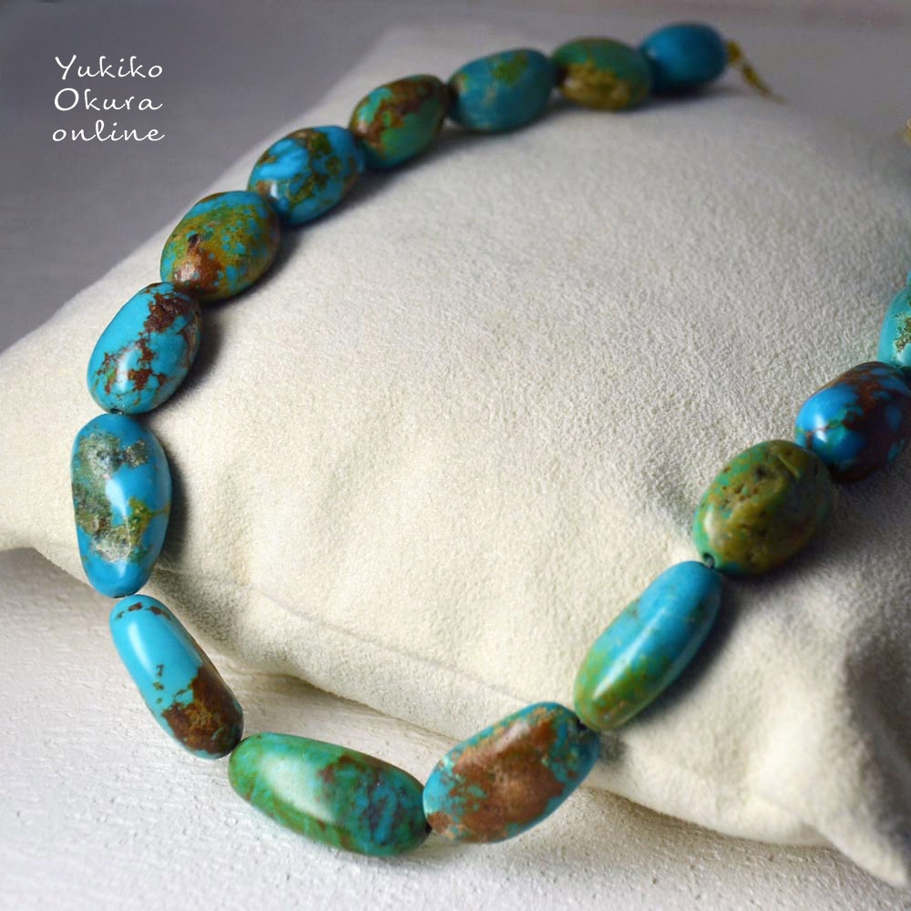ターコイズネックレス（ブルーブラウン）