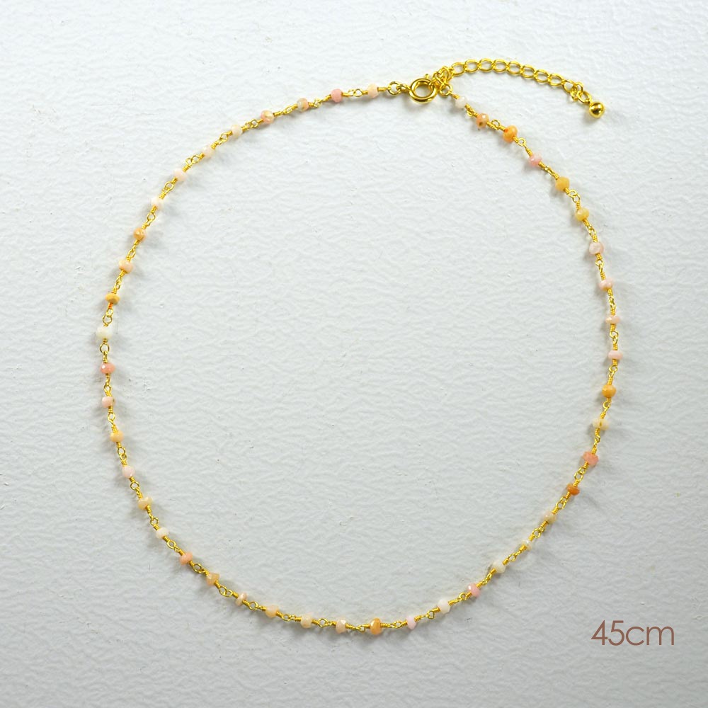 ピンク オパールシャンク巻き ネックレス