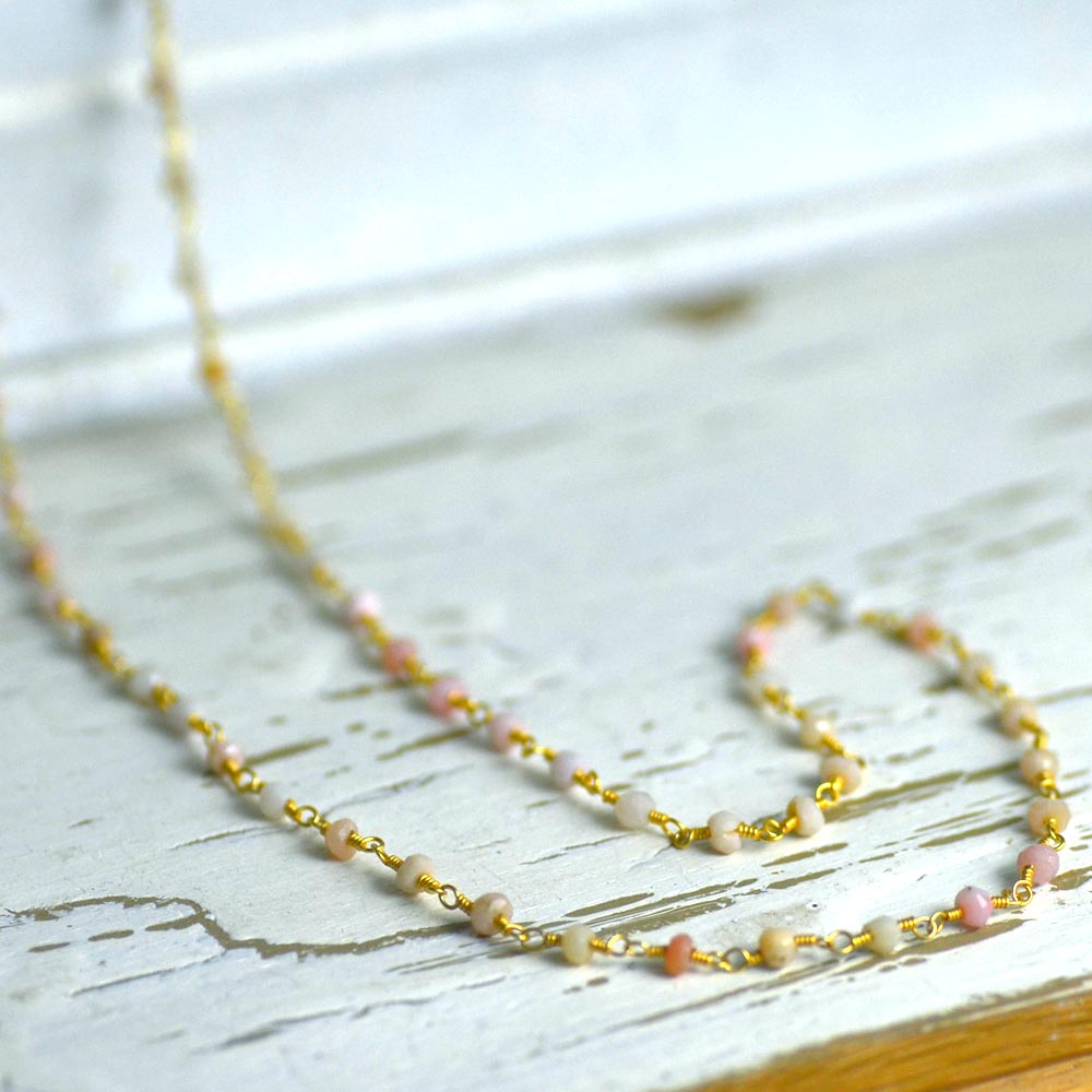 ピンク オパールシャンク巻き ネックレス