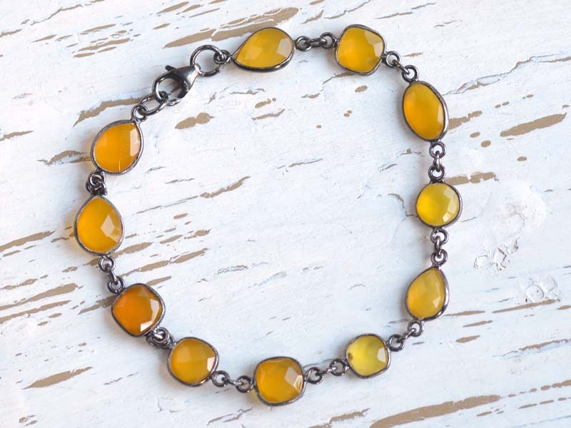 イエローカルセドニー ブレスレットウォッチ SV ( 銀古美仕上げ ) イエローカルセドニー ブレスレット