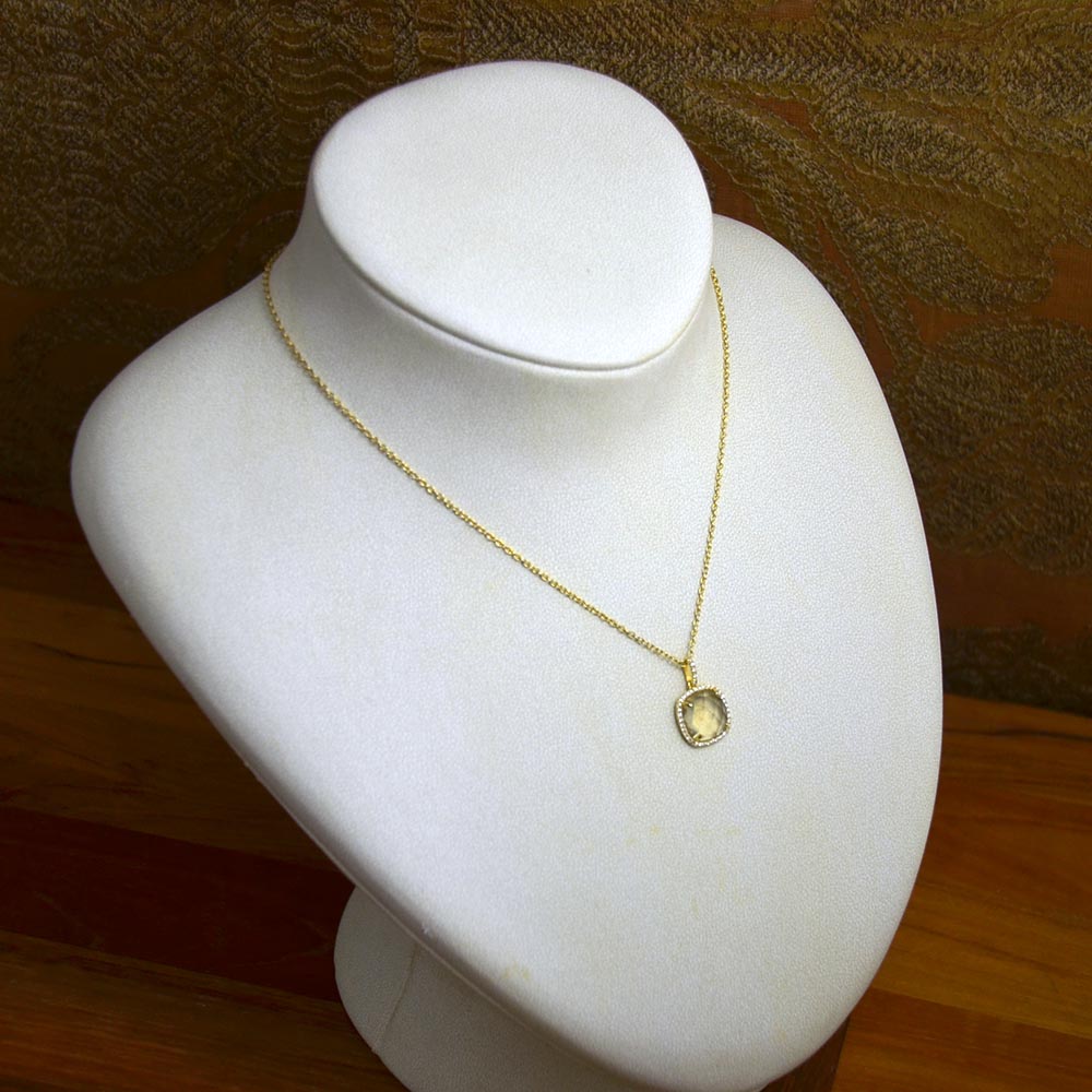 キュービックジルコニア スクエアーカットレモンクォーツ ペンダントトップ