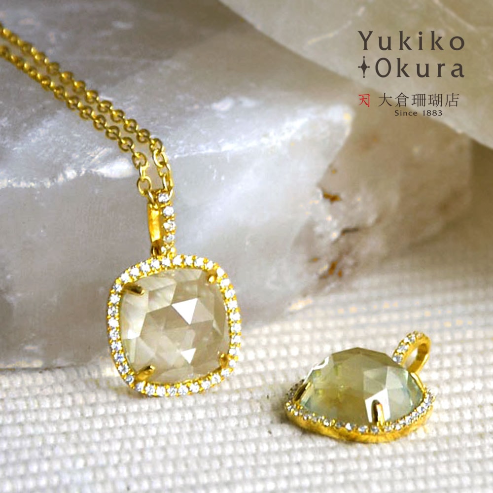 SV925 グリーンクォーツ キュービックジルコニア ペンダントトップ