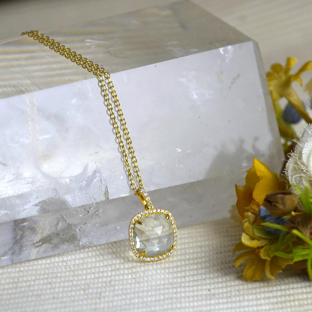 SV925 グリーンクォーツ キュービックジルコニア ペンダントトップ