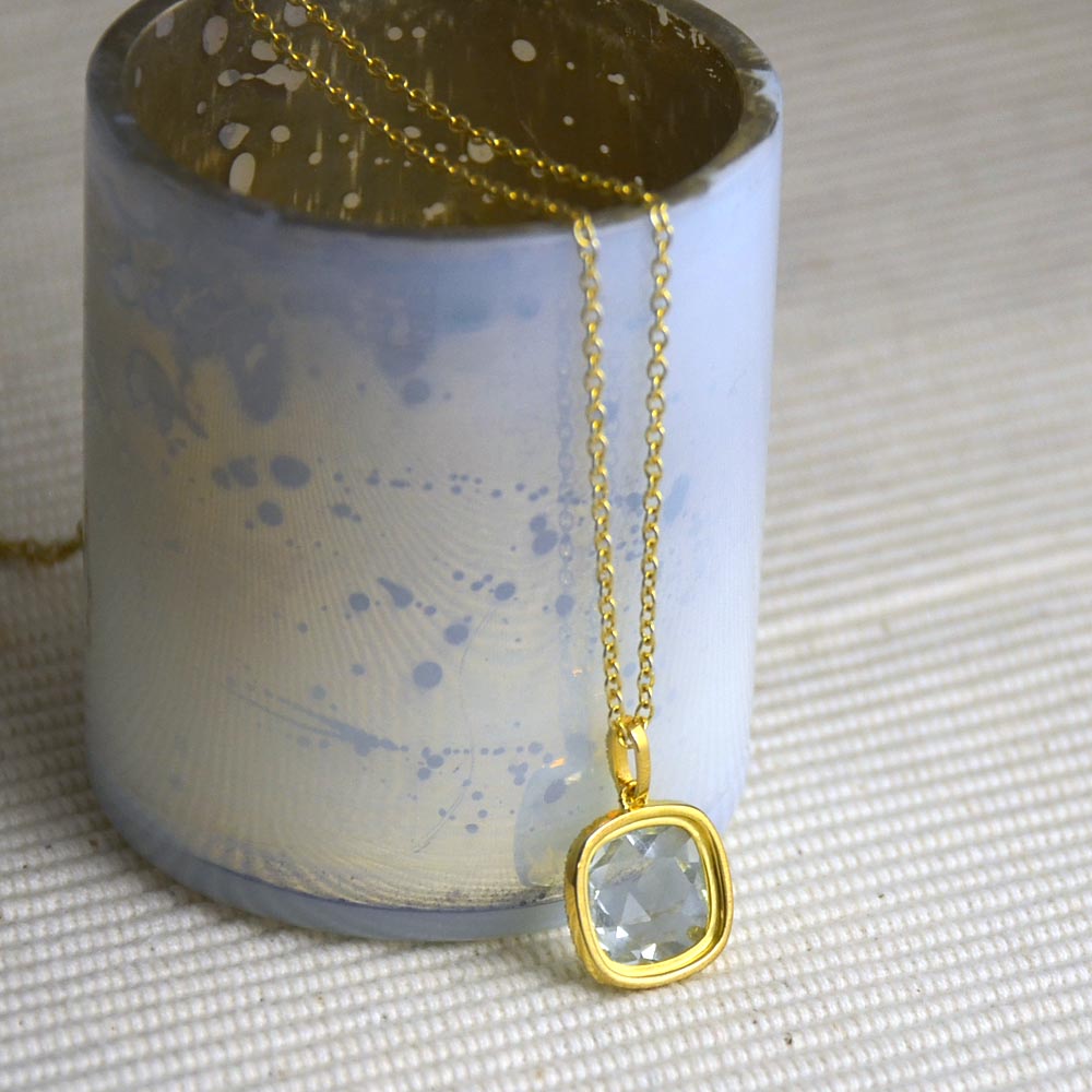 SV925 グリーンクォーツ キュービックジルコニア ペンダントトップ