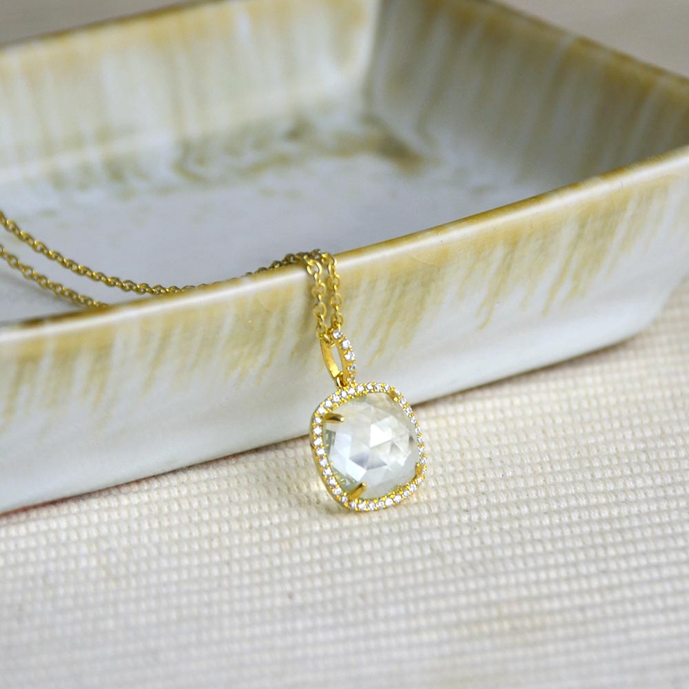 SV925 グリーンクォーツ キュービックジルコニア ペンダントトップ