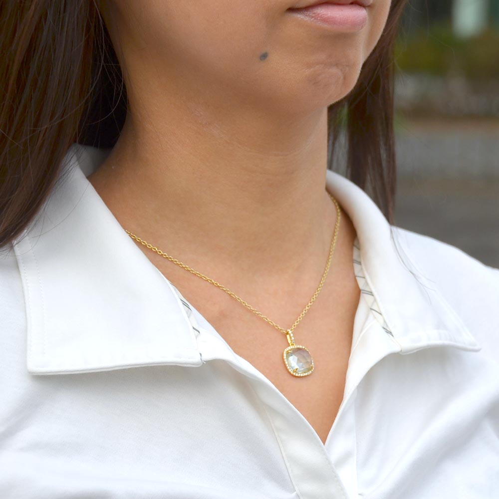 SV925 グリーンクォーツ キュービックジルコニア ペンダントトップ