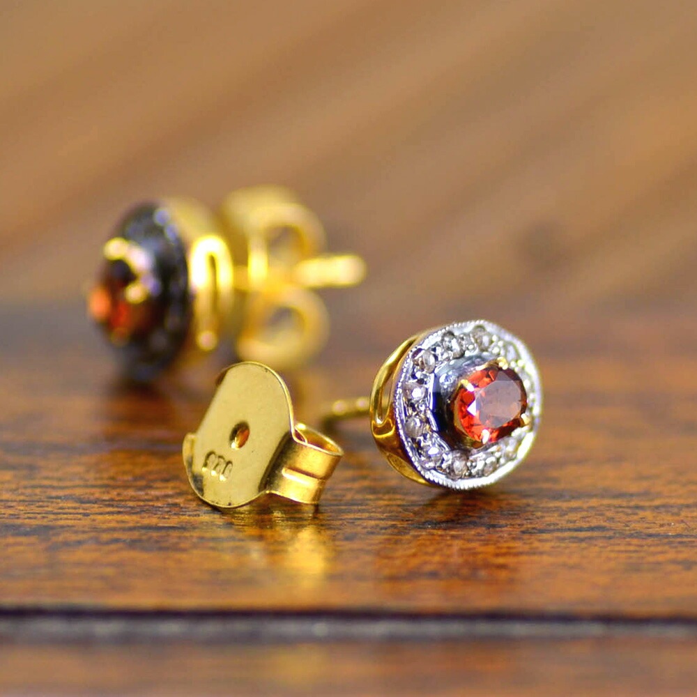 シルバー925 シトリン ブラウンダイヤ ピアス