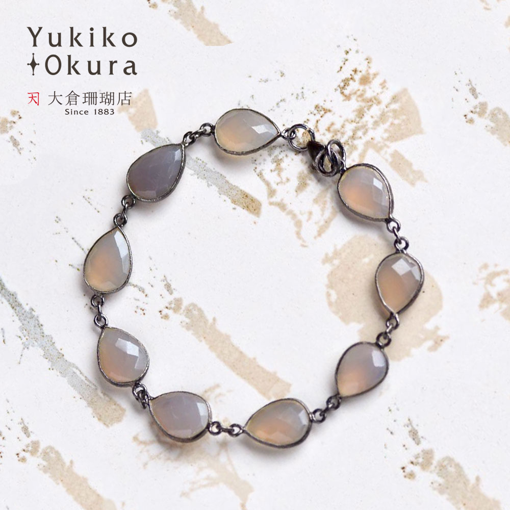 SV ( 銀古美仕上げ ) グレーカルセドニー ブレスレット