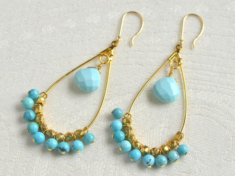 ターコイズ シャンデリア イヤリング ピアス