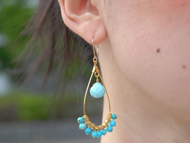 ターコイズ シャンデリア イヤリング ピアス