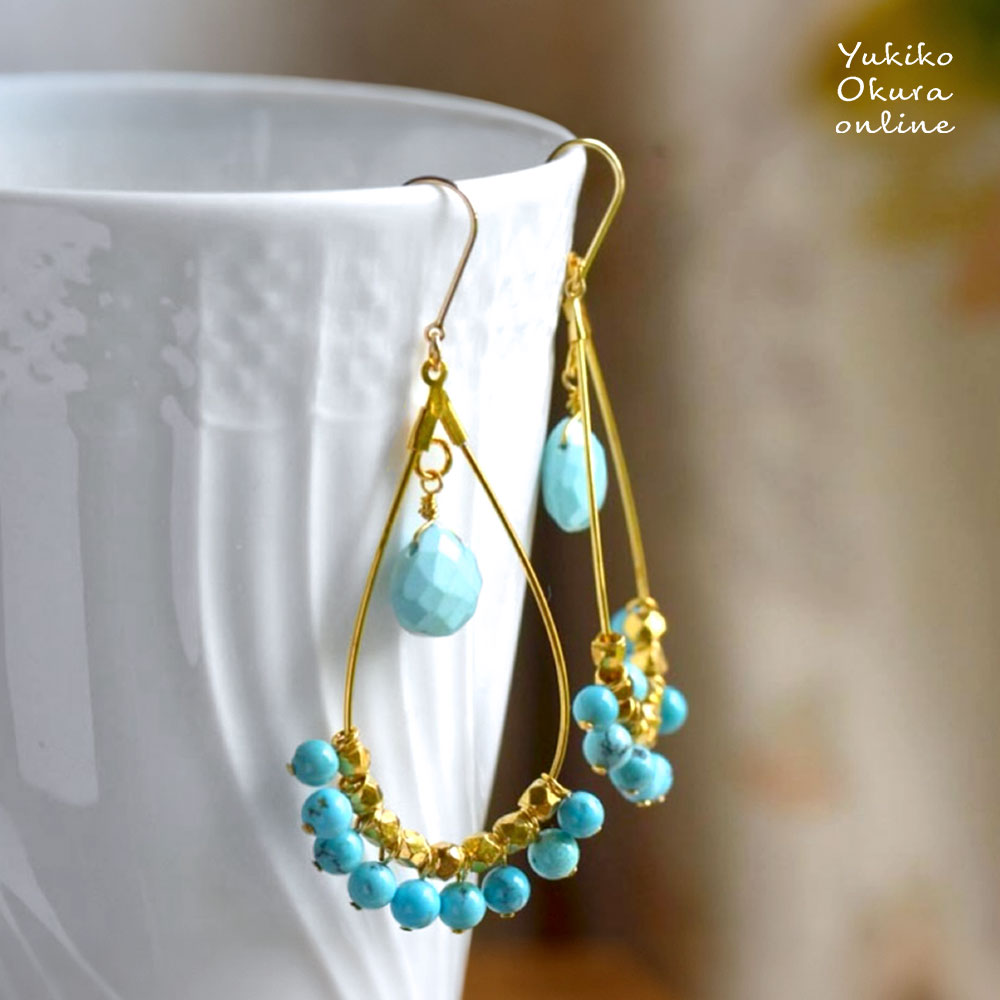 ターコイズ シャンデリア イヤリング ピアス